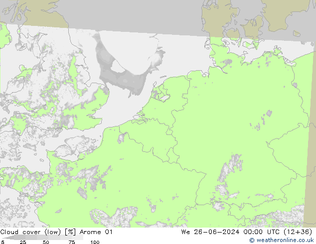 zachmurzenie (niskie) Arome 01 śro. 26.06.2024 00 UTC