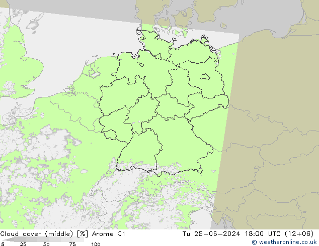 Bewolking (Middelb.) Arome 01 di 25.06.2024 18 UTC