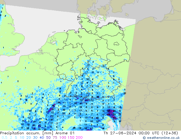 Nied. akkumuliert Arome 01 Do 27.06.2024 00 UTC