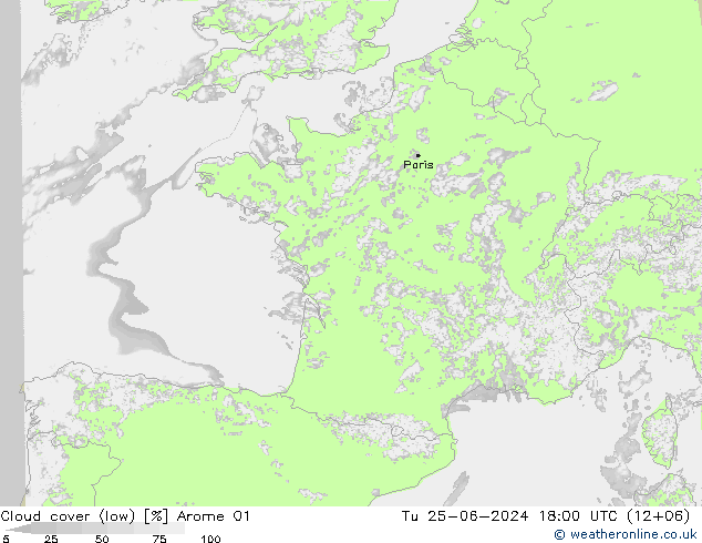 Wolken (tief) Arome 01 Di 25.06.2024 18 UTC