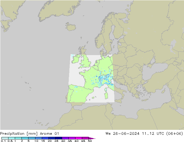 降水 Arome 01 星期三 26.06.2024 12 UTC