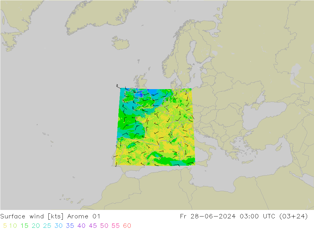 Wind 10 m Arome 01 vr 28.06.2024 03 UTC