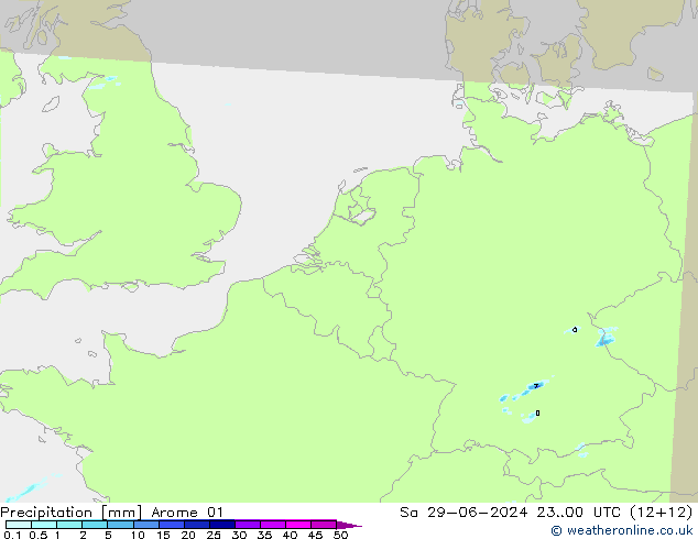 降水 Arome 01 星期六 29.06.2024 00 UTC