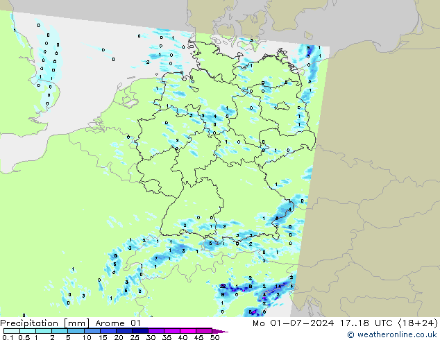 降水 Arome 01 星期一 01.07.2024 18 UTC