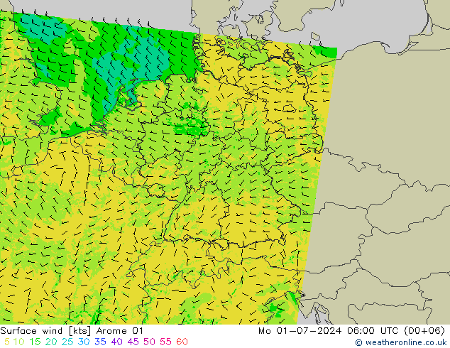 Wind 10 m Arome 01 ma 01.07.2024 06 UTC