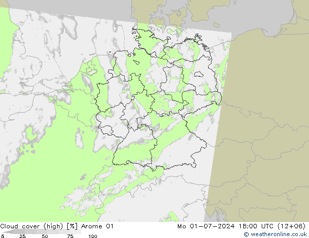 Bewolking (Hoog) Arome 01 ma 01.07.2024 18 UTC