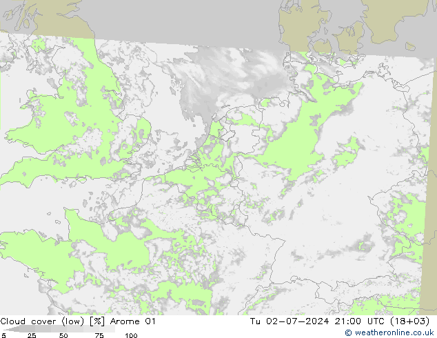 云 (低) Arome 01 星期二 02.07.2024 21 UTC