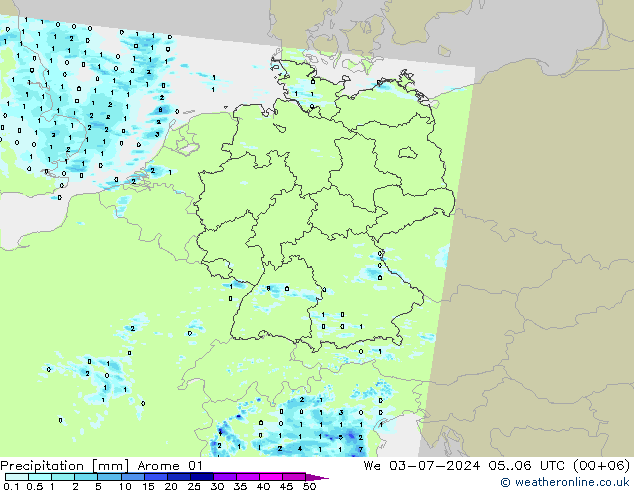 降水 Arome 01 星期三 03.07.2024 06 UTC