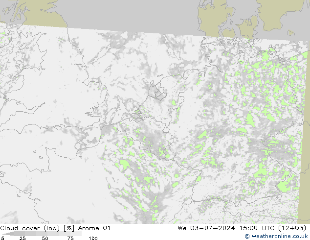 云 (低) Arome 01 星期三 03.07.2024 15 UTC