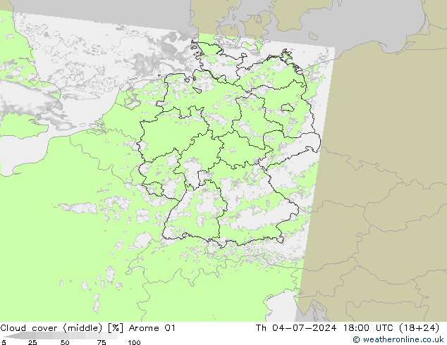 Bewolking (Middelb.) Arome 01 do 04.07.2024 18 UTC