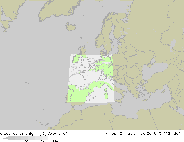 Bewolking (Hoog) Arome 01 vr 05.07.2024 06 UTC