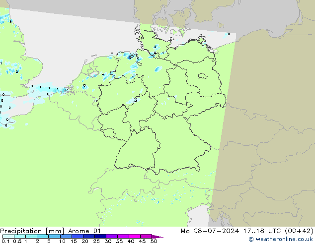 Neerslag Arome 01 ma 08.07.2024 18 UTC