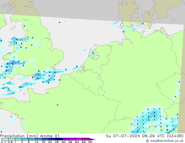 Neerslag Arome 01 zo 07.07.2024 09 UTC