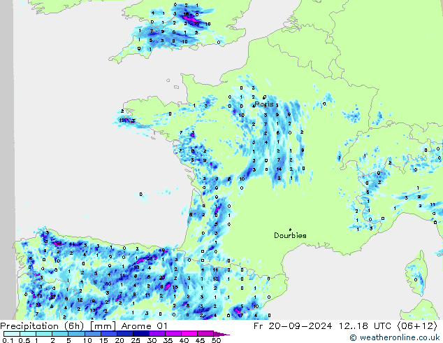 Nied. akkumuliert (6Std) Arome 01 Fr 20.09.2024 18 UTC