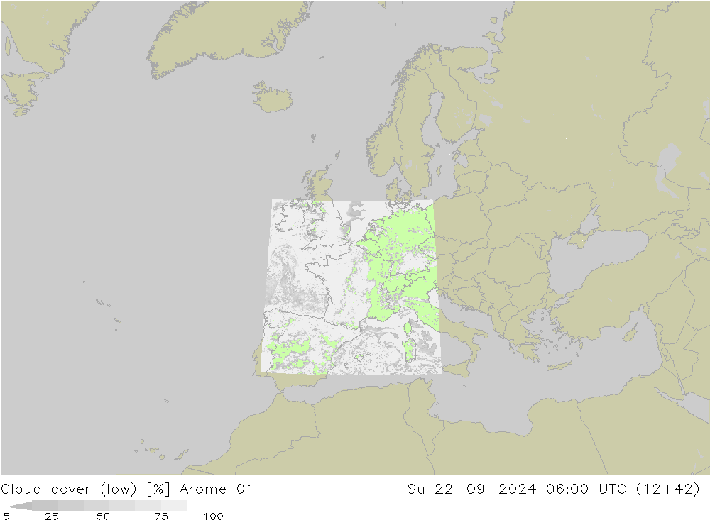 nízká oblaka Arome 01 Ne 22.09.2024 06 UTC