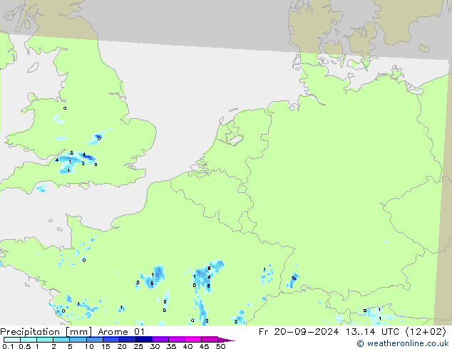 Precipitación Arome 01 vie 20.09.2024 14 UTC