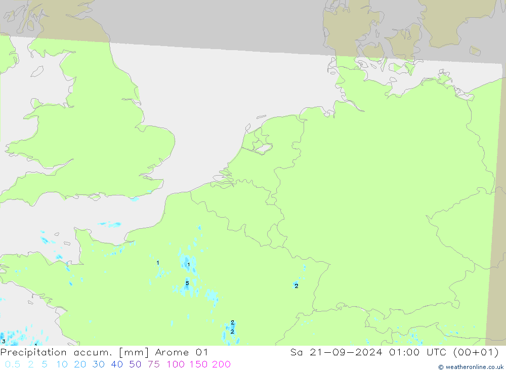 Toplam Yağış Arome 01 Cts 21.09.2024 01 UTC