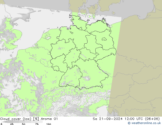 云 (低) Arome 01 星期六 21.09.2024 12 UTC