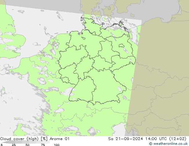 云 (中) Arome 01 星期六 21.09.2024 14 UTC