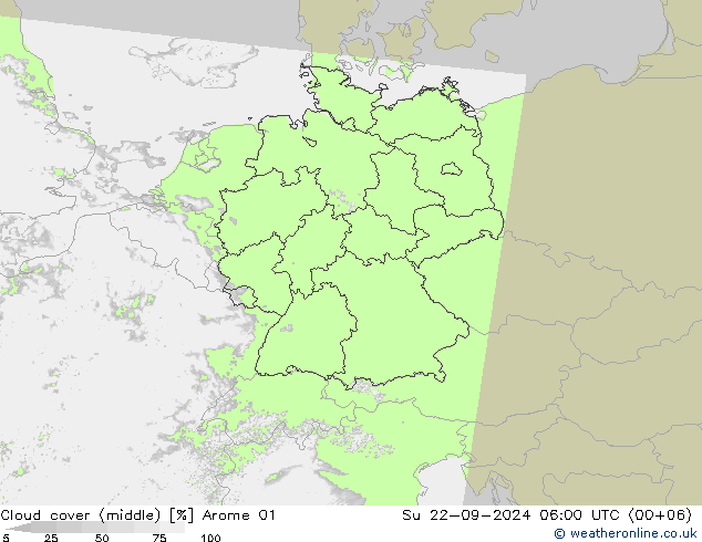 Nubes medias Arome 01 dom 22.09.2024 06 UTC