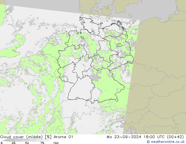 nuvens (médio) Arome 01 Seg 23.09.2024 18 UTC