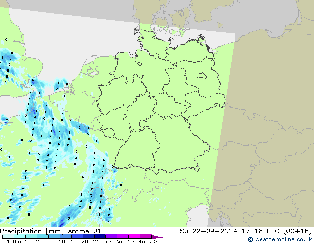 осадки Arome 01 Вс 22.09.2024 18 UTC