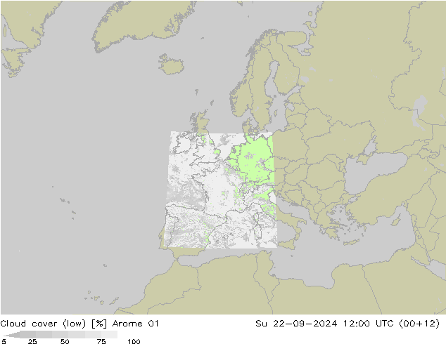 nízká oblaka Arome 01 Ne 22.09.2024 12 UTC