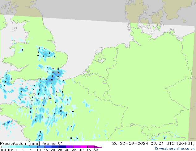 Precipitación Arome 01 dom 22.09.2024 01 UTC