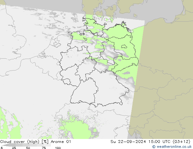 Bewolking (Hoog) Arome 01 zo 22.09.2024 15 UTC