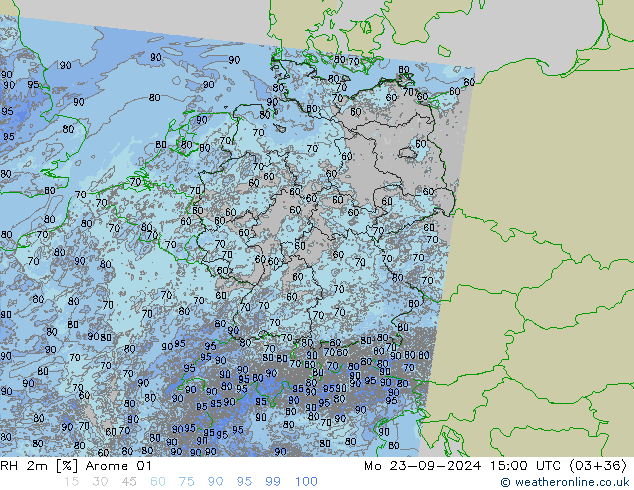 RH 2m Arome 01 Mo 23.09.2024 15 UTC