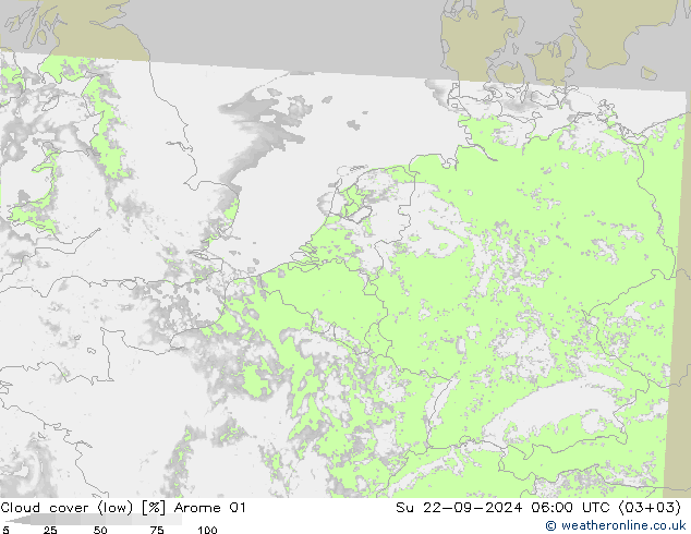 云 (低) Arome 01 星期日 22.09.2024 06 UTC