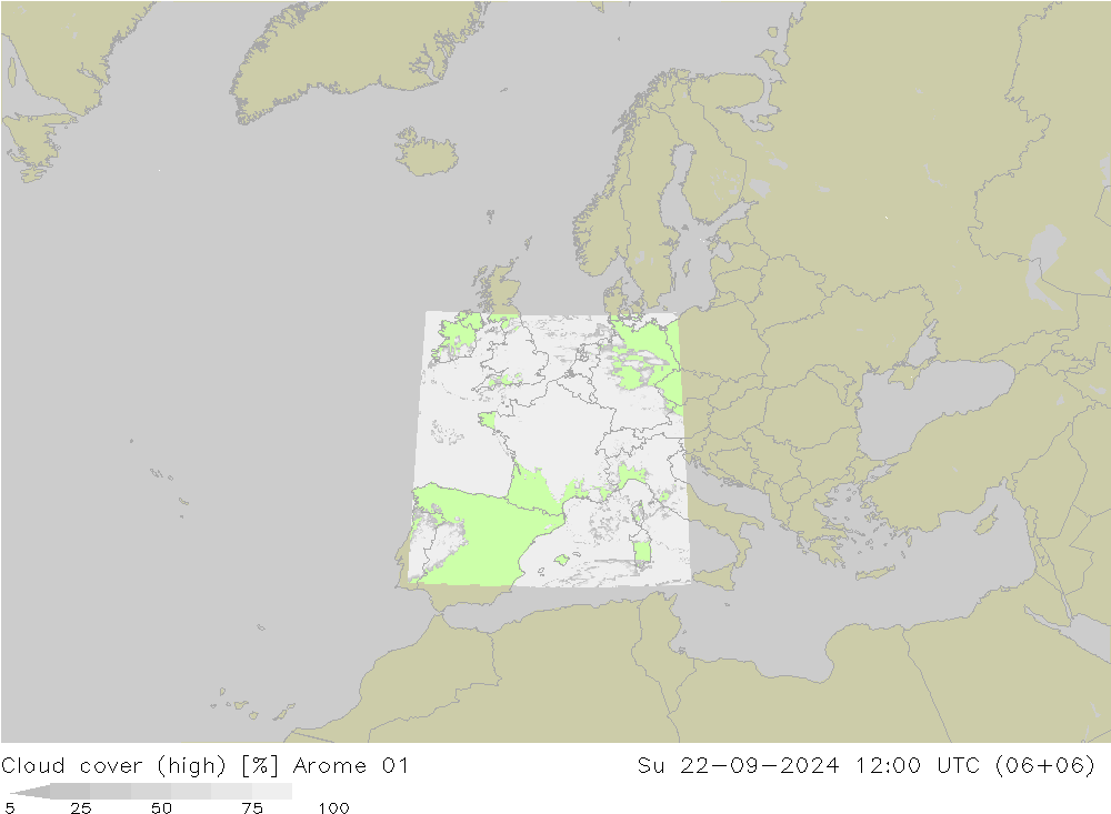 Nubes altas Arome 01 dom 22.09.2024 12 UTC