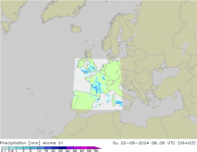 降水 Arome 01 星期日 22.09.2024 09 UTC