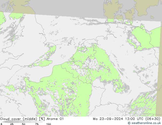 Wolken (mittel) Arome 01 Mo 23.09.2024 12 UTC