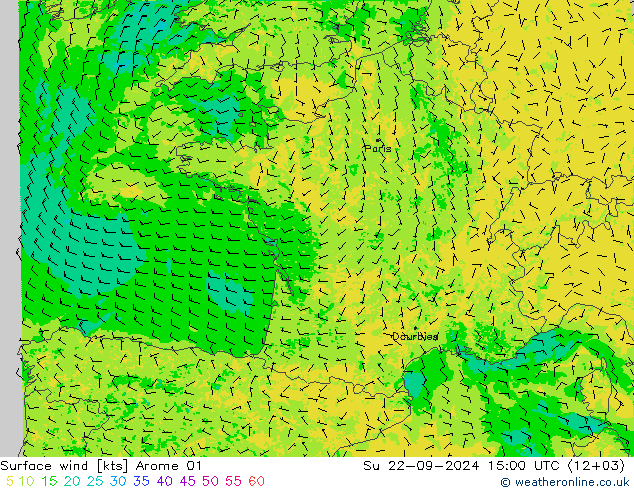 Bodenwind Arome 01 So 22.09.2024 15 UTC