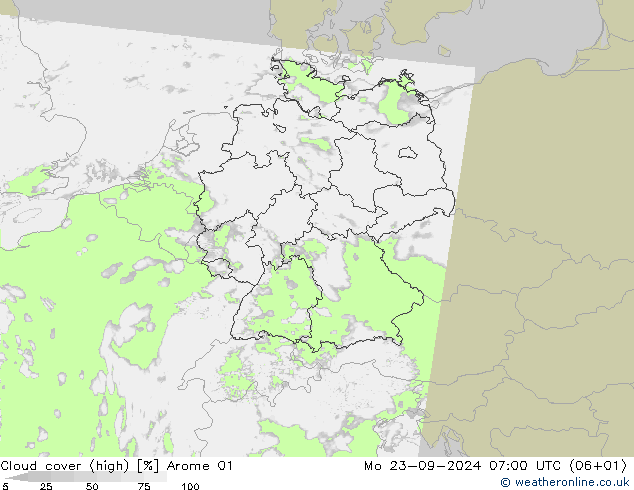 Wolken (hohe) Arome 01 Mo 23.09.2024 07 UTC