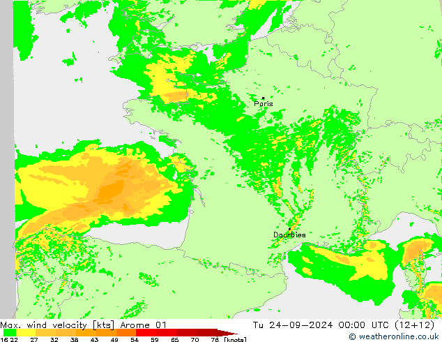 Windböen Arome 01 Di 24.09.2024 00 UTC