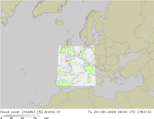 облака (средний) Arome 01 вт 24.09.2024 06 UTC