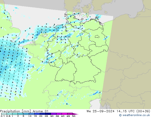 Precipitation Arome 01 We 25.09.2024 15 UTC