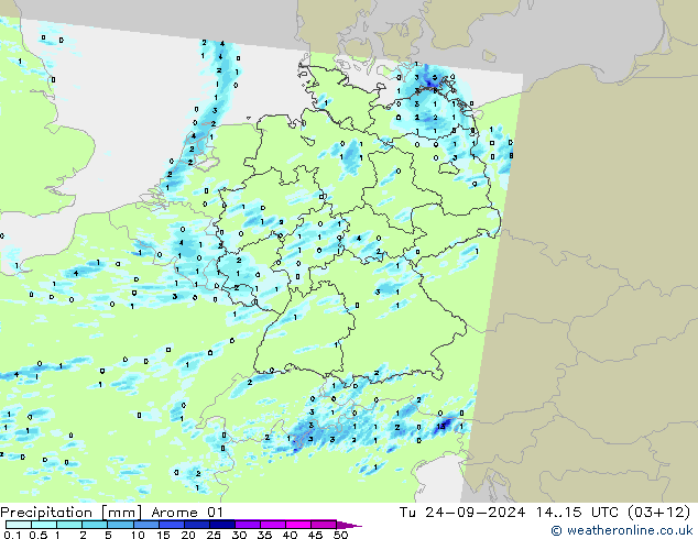 Precipitation Arome 01 Tu 24.09.2024 15 UTC