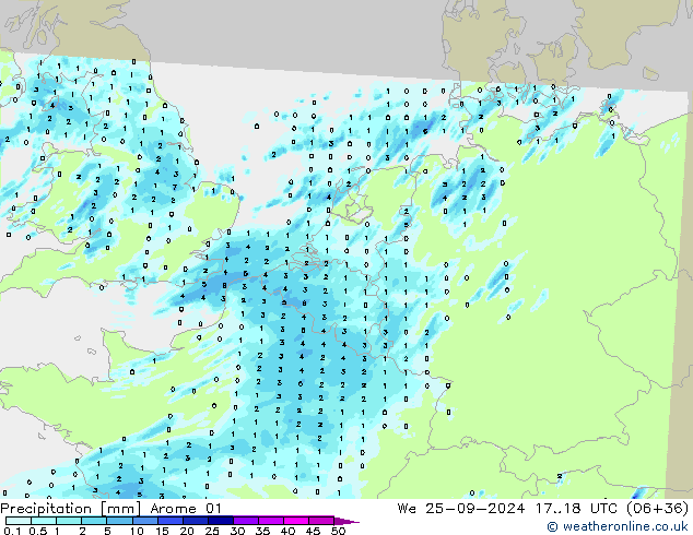 Precipitazione Arome 01 mer 25.09.2024 18 UTC