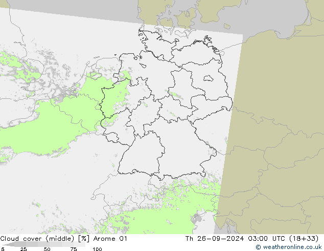 oblačnosti uprostřed Arome 01 Čt 26.09.2024 03 UTC