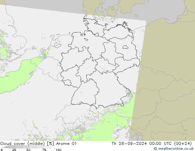 Wolken (mittel) Arome 01 Do 26.09.2024 00 UTC