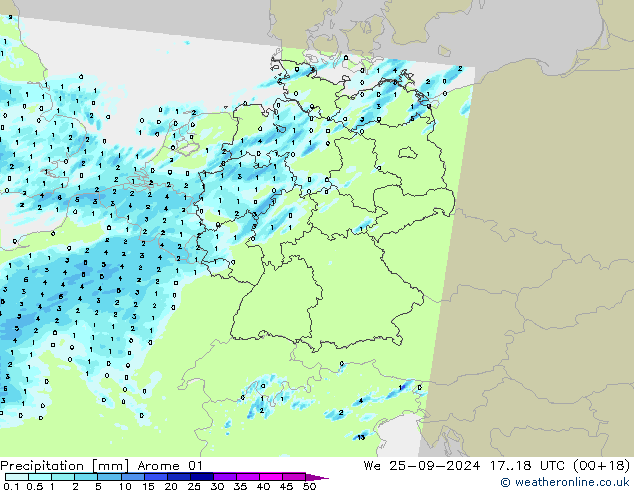 Precipitation Arome 01 We 25.09.2024 18 UTC