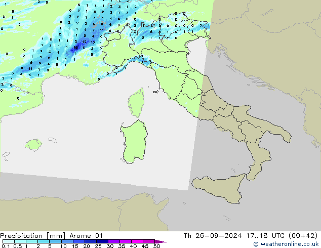 Precipitation Arome 01 Th 26.09.2024 18 UTC