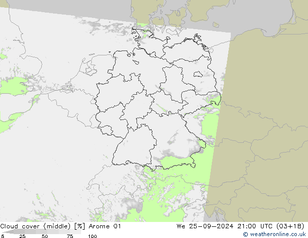 Nubes medias Arome 01 mié 25.09.2024 21 UTC