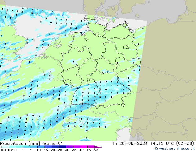 Niederschlag Arome 01 Do 26.09.2024 15 UTC