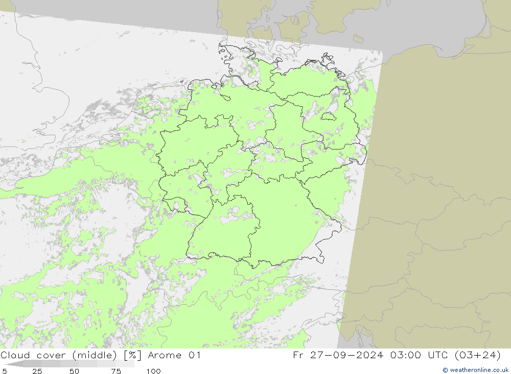 Wolken (mittel) Arome 01 Fr 27.09.2024 03 UTC