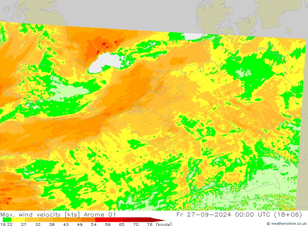 Windböen Arome 01 Fr 27.09.2024 00 UTC