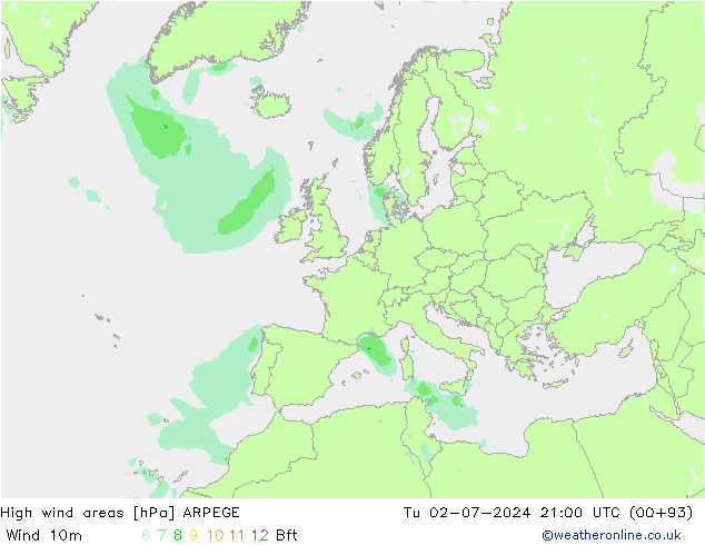Windvelden ARPEGE di 02.07.2024 21 UTC